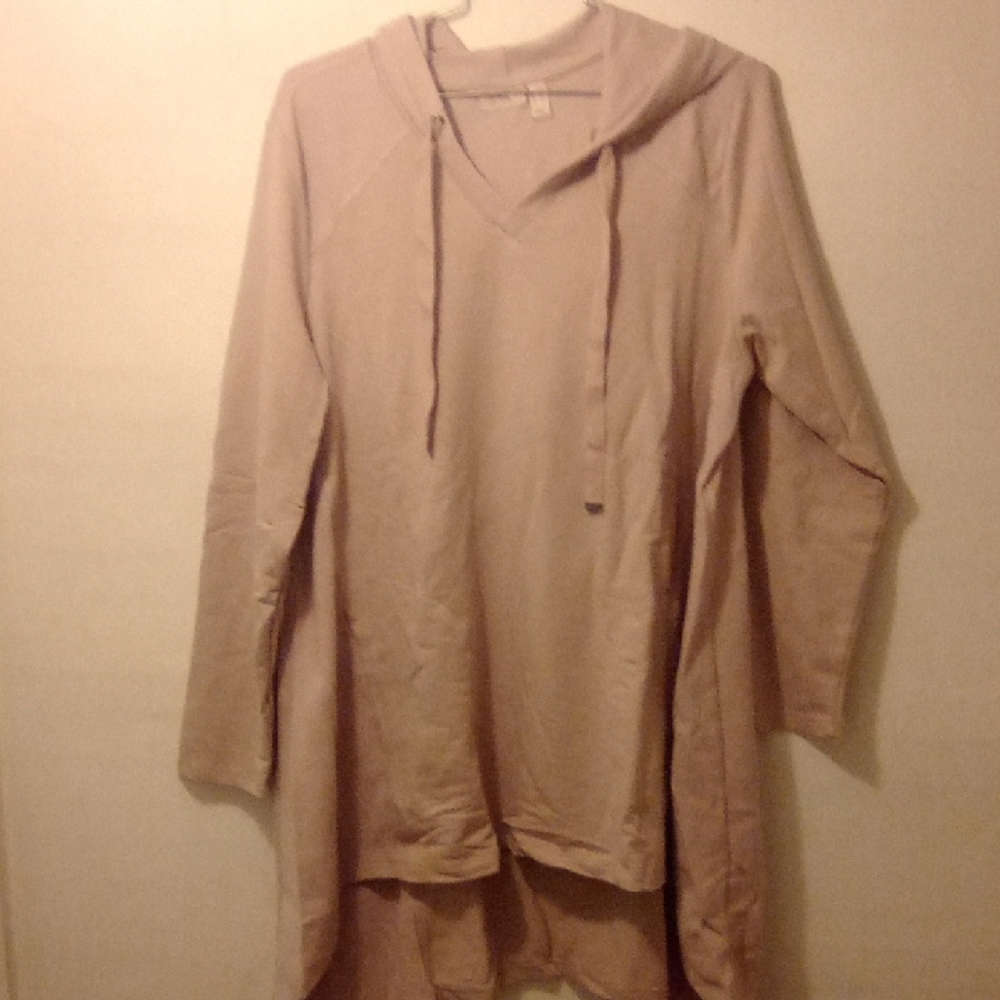 Logo Beige Hooded Long Sleeve